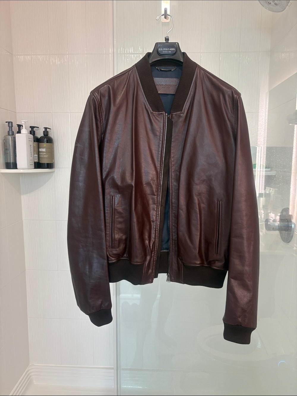 Dolce & Gabbana Men's Leather Bomber Jacket - Deep Brown